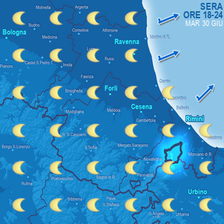 Mappa di previsione sera (ore 18-24)