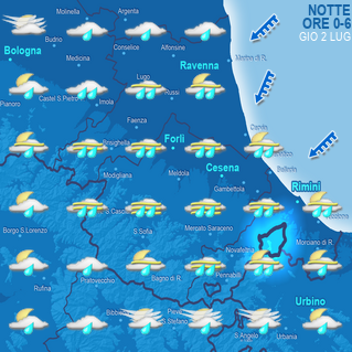 Mappa di previsione notte (ore 0-6)